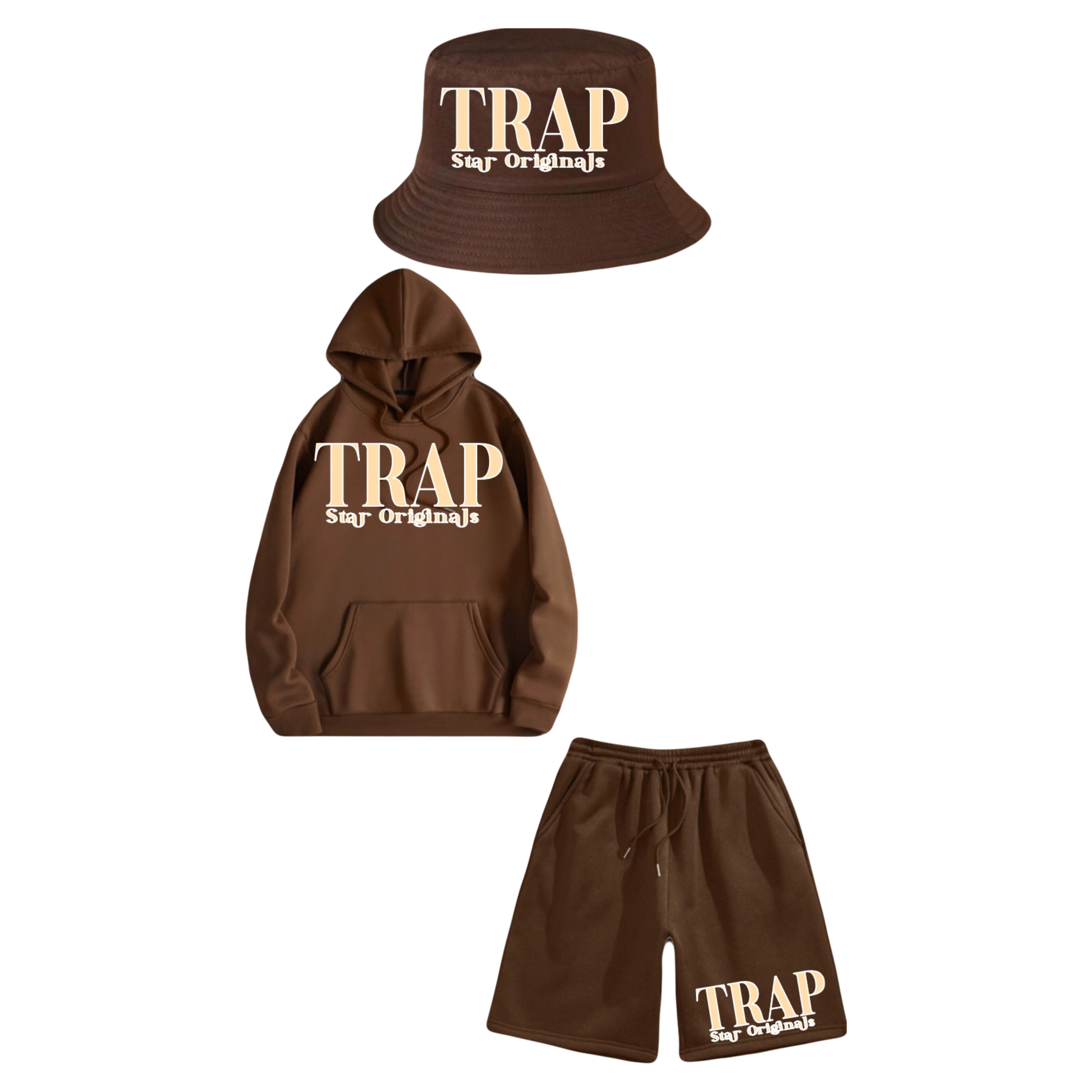 SIGNATURE TRAP 2024 FALL Bucket Hoodie and Short Set TRAP Star Originals